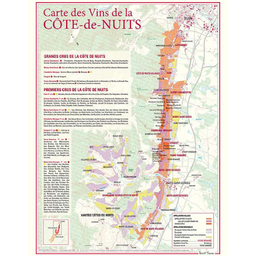 Kaart wijnen van de Cote-de-Nuits 30x40